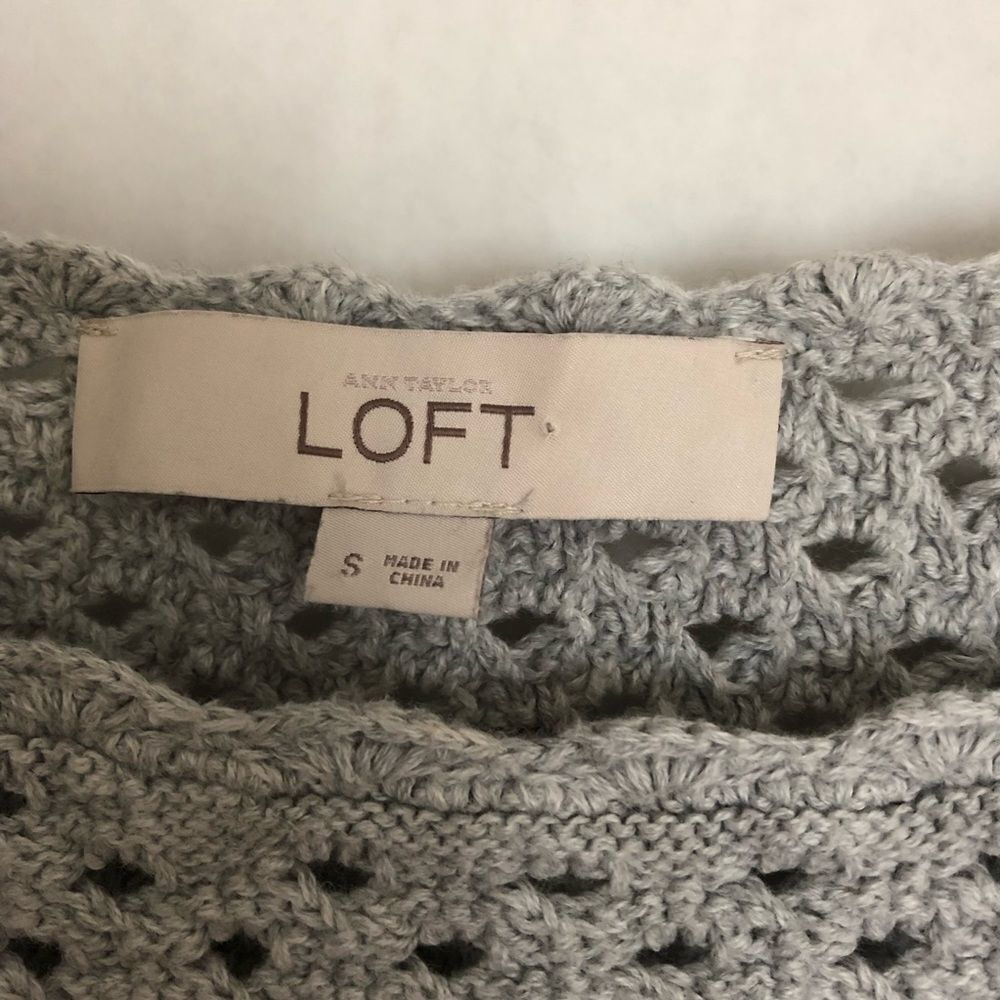 Loft Open Knit Gray Sweater - Picture 7 of 7